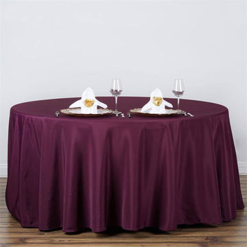 120" Eggplant Seamless Polyester Round Tablecloth