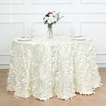 Ivory Taffeta Round Tablecloth 120 Inches Leaf Petal Design