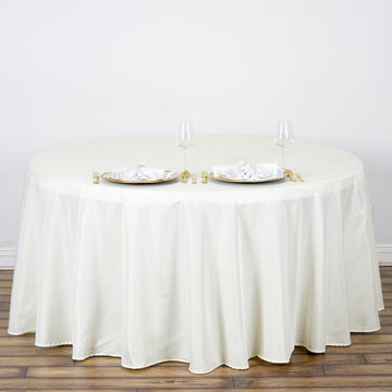 Ivory Seamless Polyester Round Tablecloth 120"
