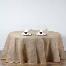 Round Natural Burlap Rustic Tablecloth 120 Inch