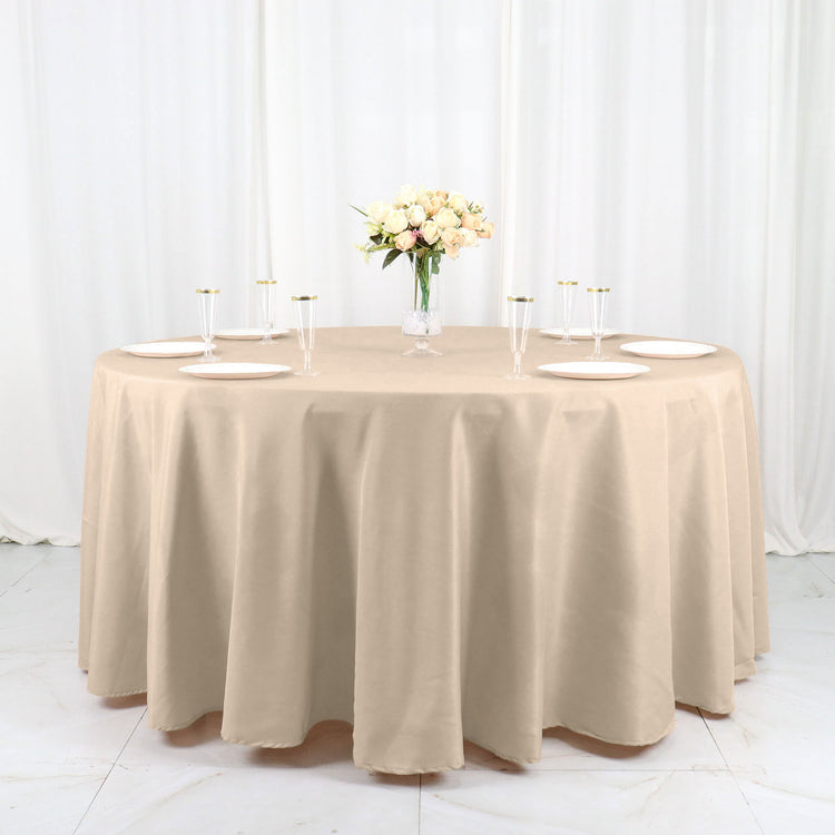 120 Inch Size Diameter Nude Polyester Round Tablecloth