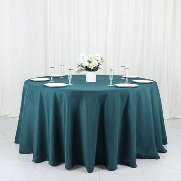 120" Peacock Teal Seamless Polyester Round Tablecloth