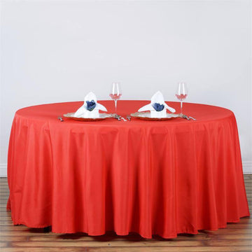 Red Seamless Polyester Round Tablecloth 120"