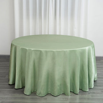 120" Sage Green Seamless Satin Round Tablecloth