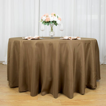 Taupe Seamless Polyester Round Tablecloth 120"