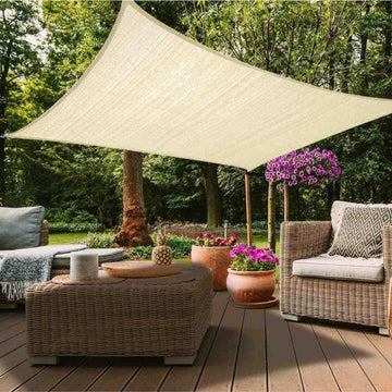 12ftx16ft Ivory UV Block Sun Shade Sail, Hanging Outdoor Patio Canopy