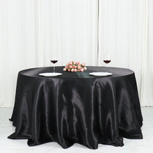 Black Satin Round Tablecloth 132 Inch Seamless 