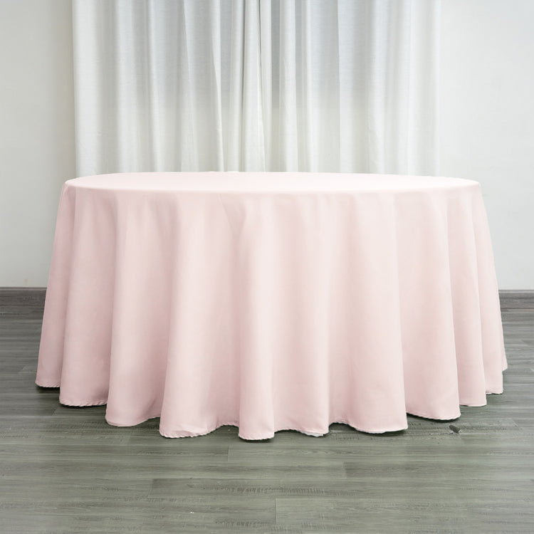132 Inch Blush & Rose Gold Seamless Polyester Round Tablecloth