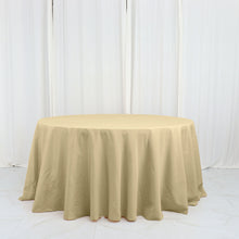 Champagne Seamless Round Polyester Tablecloth 120 Inch