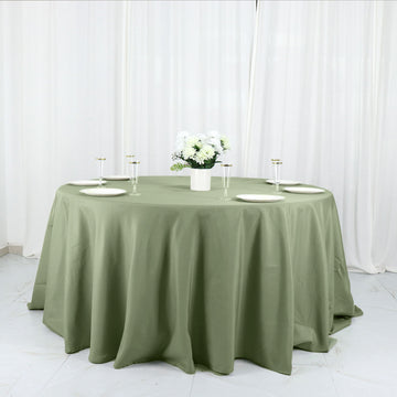 Dusty Sage Green Seamless Polyester Round Tablecloth 132"