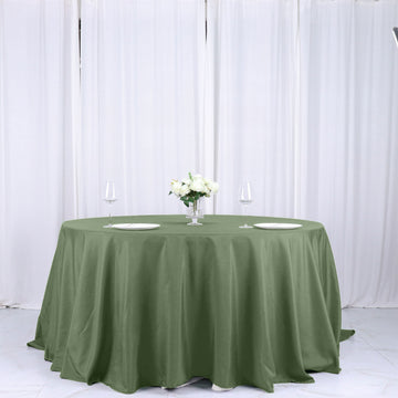 132" Olive Green Seamless Polyester Round Tablecloth