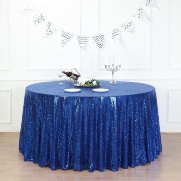 Elevate Your Event with a Royal Blue Seamless Premium Sequin Round Tablecloth