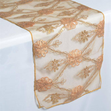 Gold Lace Netting Fashionista Style Table Runner 14"x108"