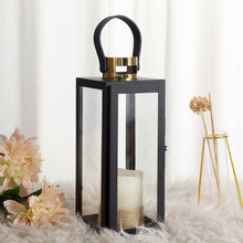 Black & Gold 14 Inch Stainless Steel Candle Lantern For Patio 