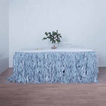 14ft Dusty Blue Curly Willow Taffeta Table Skirt