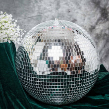 Large Silver Foam Mirror Ball With Hanging Swivel Ring 16 Inch