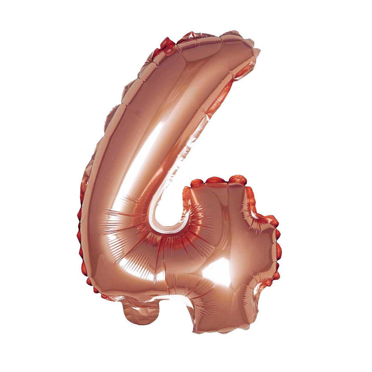 16 Inch Metallic Blush & Rose Gold Mylar Foil 4 Number Balloons#whtbkgd