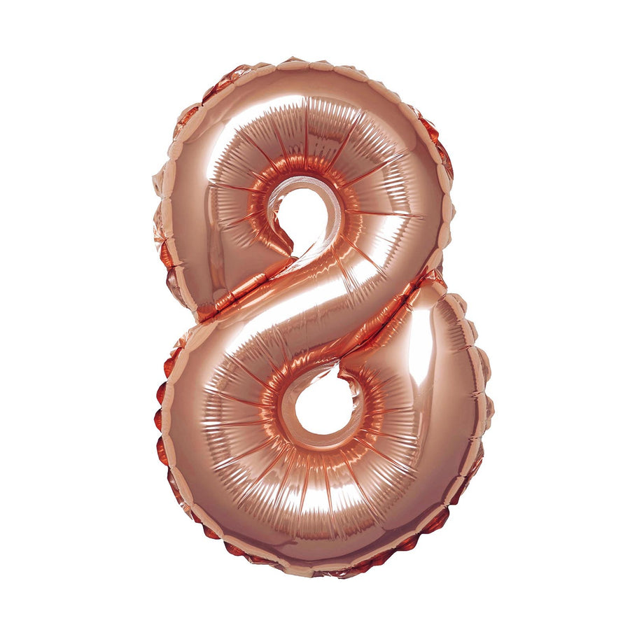 16 Inch Metallic Blush & Rose Gold Mylar Foil 8 Number Balloons#whtbkgd