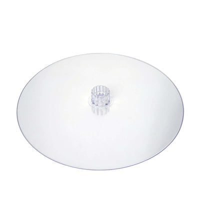 Clear round cake stand with a central support for display
