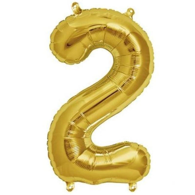 16inch Shiny Metallic Gold Mylar Foil 0-9 Number Balloons - 2#whtbkgd