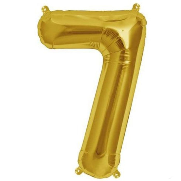 16inch Shiny Metallic Gold Mylar Foil 0-9 Number Balloons - 7#whtbkgd
