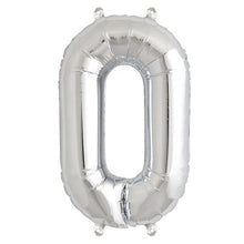 16inch Shiny Metallic Silver Mylar Foil 0-9 Number Balloons - 0