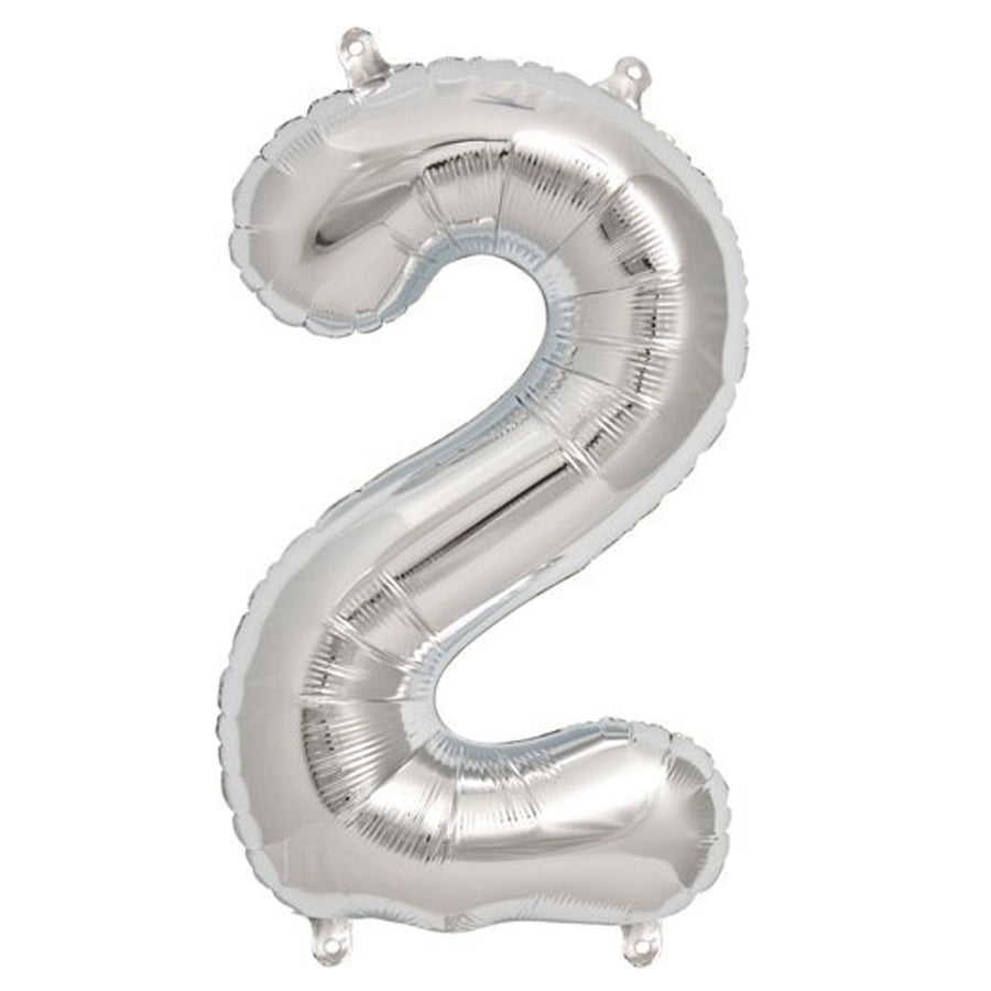 16inch Shiny Metallic Silver Mylar Foil 0-9 Number Balloons - 2#whtbkgd
