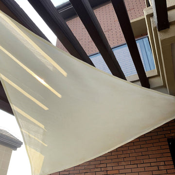 Ivory Triangular UV Blocking Sun Shade Sail, Hanging Patio Canopy 16ft