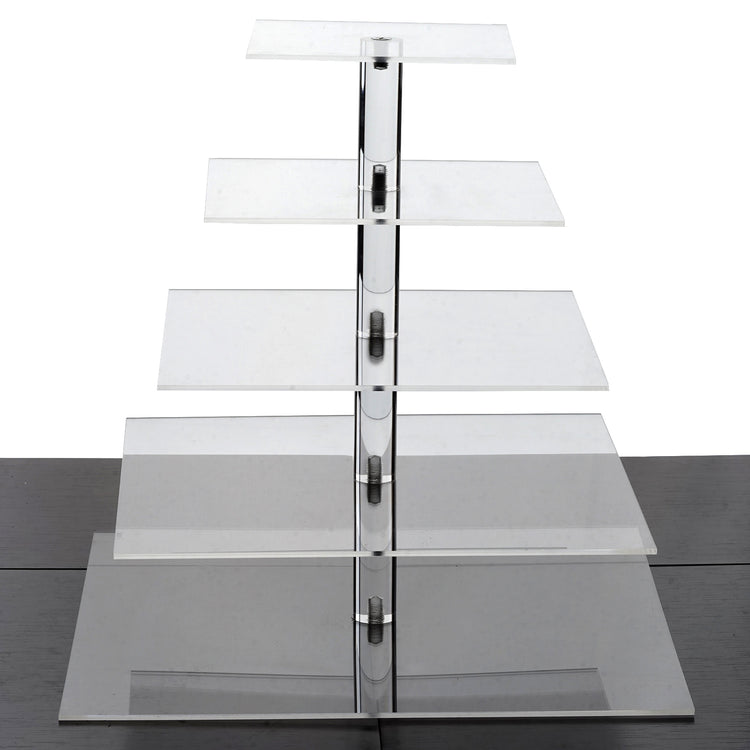 Acrylic Cake Stand With 5 Tiers 17 Inch Heavy Duty Square#whtbkgd