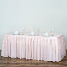 17ft Blush/Rose Gold Pleated Polyester Table Skirt, Banquet Folding Table Skirt