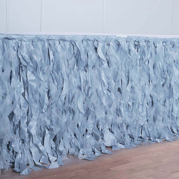 17ft Dusty Blue Curly Willow Taffeta Table Skirt