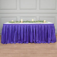 Purple Pleated Polyester Table Skirt For 17 Feet Banquet Folding Tables