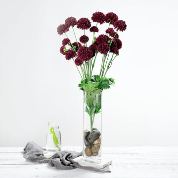 2 Bushes Burgundy Artificial Chrysanthemum Mum Flower Bouquets 33"