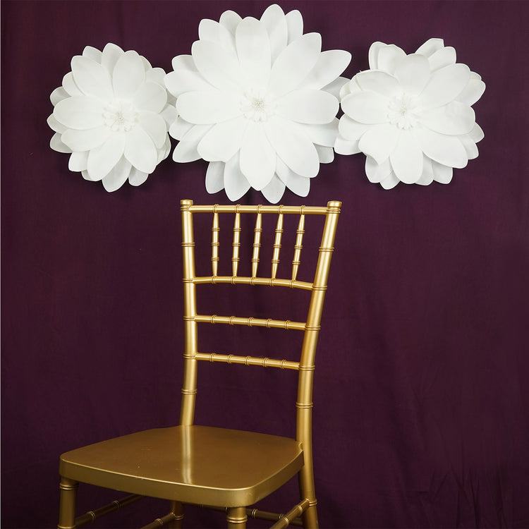 2 Pack | 20inch White Life-Like Soft Foam Craft Dahlia Flower Heads