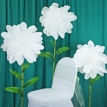 2 Pack | 24" White Life-Like Soft Foam Craft Dahlia Flower Heads