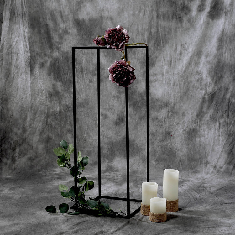 32 Inch Rectangular Matte Black Metal Wedding Flower Stand