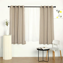 Handmade Beige Faux Linen Curtain Panels With Chrome Grommets 52 Inch x 64 Inch 2 Pack