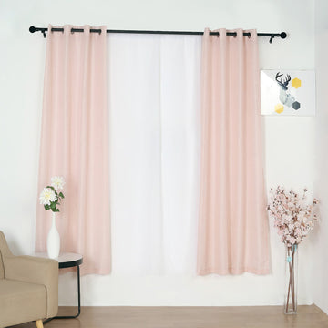 Elegant Blush Faux Linen Curtains for a Rustic Charm