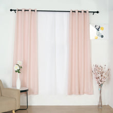 Handmade Faux Linen Curtain Panels In Blush Rose Gold With Chrome Grommets 52 Inch x 84 Inch