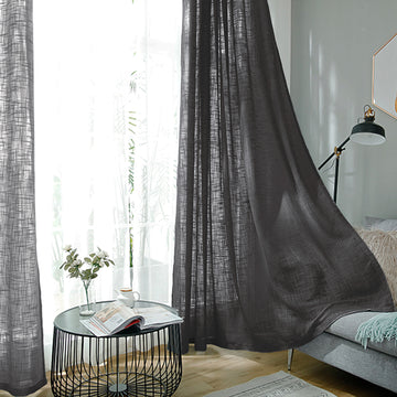 2 Pack Handmade Charcoal Gray Faux Linen Curtains Curtain Panels With Chrome Grommets 52"x108"
