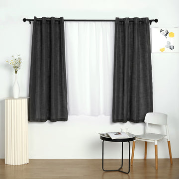 2 Pack Handmade Charcoal Gray Faux Linen Curtains Curtain Panels With Chrome Grommets 52"x64"