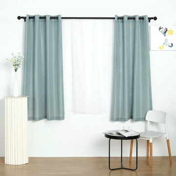 Dusty Blue Faux Linen Curtains with Chrome Grommets - Add Elegance and Charm to Your Space