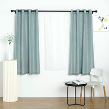 Handmade Faux Linen Dusty Blue Curtains 52 Inch x 64 Inch With Chrome Grommets