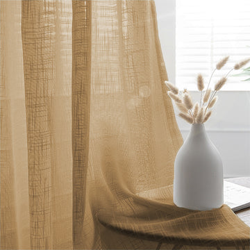2 Pack | Handmade Natural Faux Linen Curtains 52"x84", Curtain Panels With Chrome Grommets
