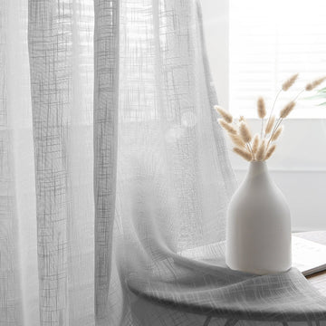Elegant Silver Faux Linen Curtains for a Rustic Charm