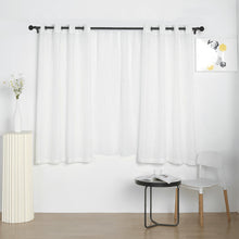 Handmade White Faux Linen Curtain Panels 52 Inch x 64 Inch With Chrome Grommets