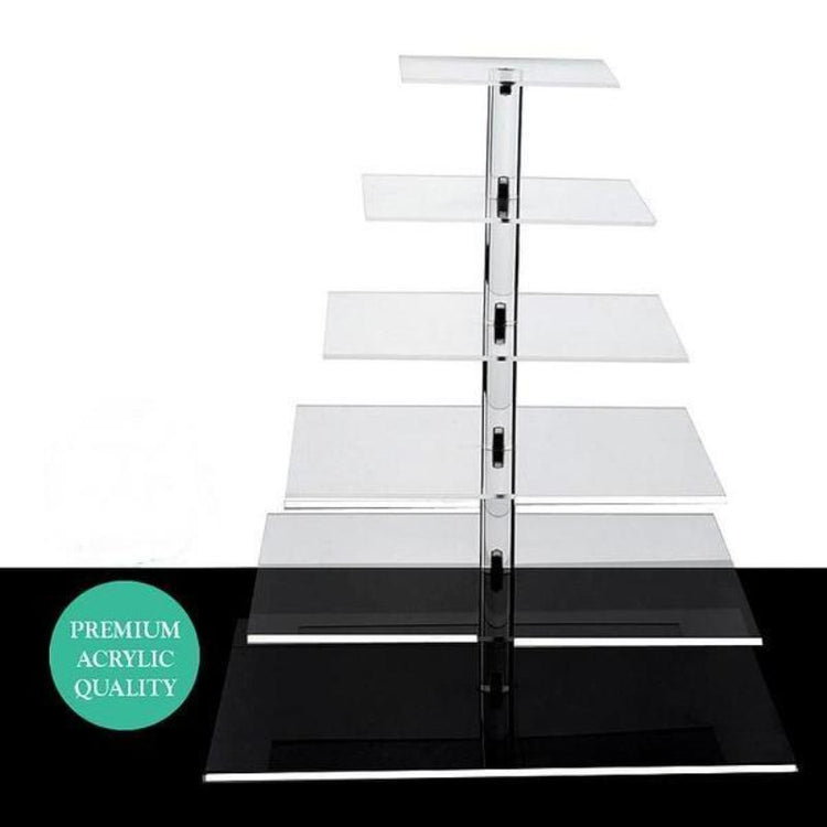 Heavy Duty 20 Inch Square Acrylic Cake Stand With 6 Tiers
