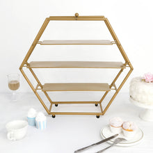 21 Inch Gold Metal 3 Tier Hexagon Cupcake Stand