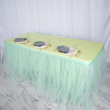 Mint Green Tulle Tutu Pleated Table Skirt 4 Layer 21 Feet