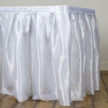 White Pleated Satin Table Skirt 21 Feet